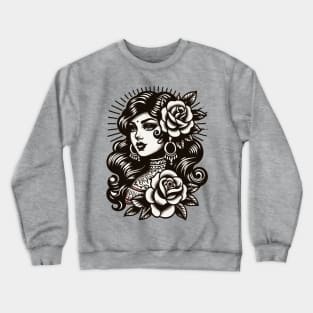 Gypsy Woman Tattoo Art Crewneck Sweatshirt